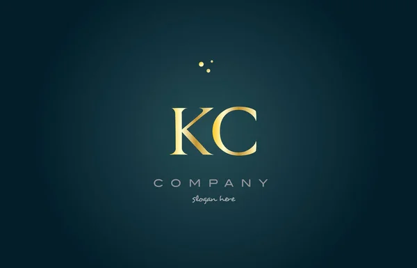 Kc k c 金金色豪华字母表字母标志图标模板 — 图库矢量图片
