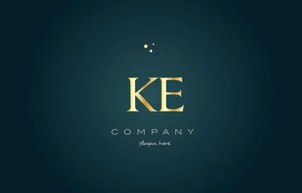 KE k e złoto złoty luksus alfabet list logo ikona szablonu — Wektor stockowy