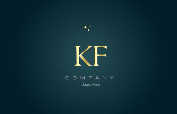 Kf k f 黄金金色豪华字母表字母标志图标模板 — 图库矢量图片