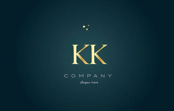 Kk k k золото золотой алфавит буква логотипа — стоковый вектор