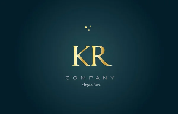 Kr k r golden luxury alphabet huruf logo template ikon - Stok Vektor