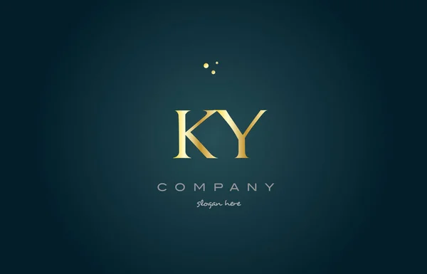 Ky k y 金金色豪华字母表字母标志图标模板 — 图库矢量图片