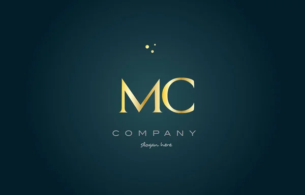 Mc m c oro oro de lujo alfabeto letra logotipo icono plantilla — Vector de stock