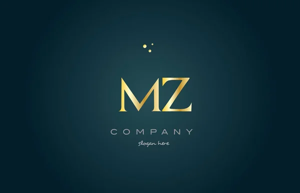 Mz m z gold luxus alphabet buchstabe logo symbol vorlage — Stockvektor