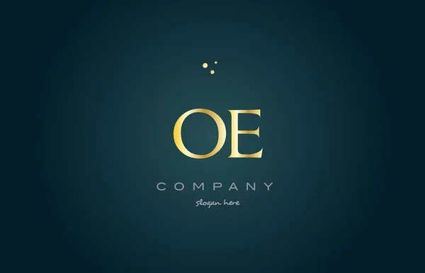 Oe o e gold gold luxury alfabeto lettera logo icona modello — Vettoriale Stock