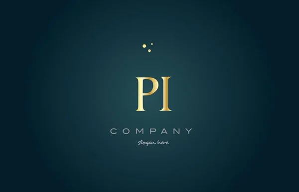 Pi p i oro oro de lujo alfabeto letra logotipo icono plantilla — Vector de stock