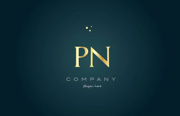 Pn p n oro oro de lujo alfabeto letra logotipo icono plantilla — Vector de stock