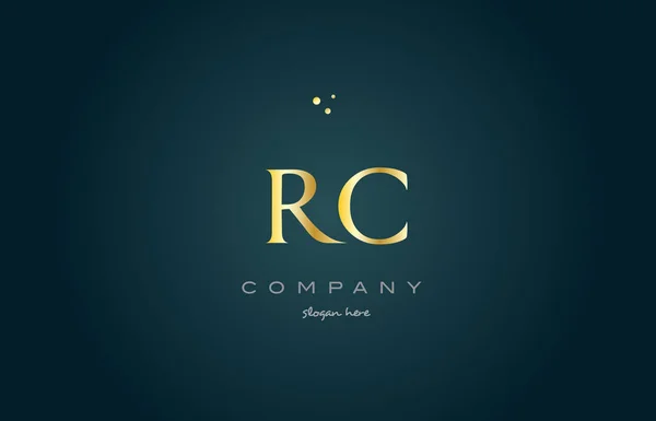 Rc r c c oro oro de lujo alfabeto letra logotipo icono plantilla — Vector de stock