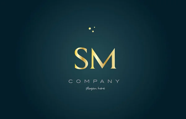 SM s m gold gouden luxe alfabet letter logo pictogrammalplaatje — Stockvector