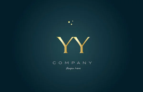Yy y oro oro de lujo alfabeto letra logotipo icono plantilla — Vector de stock