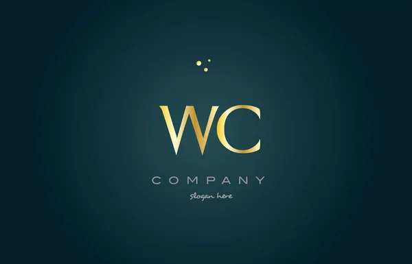 Wc w c oro oro de lujo alfabeto letra logotipo icono plantilla — Vector de stock