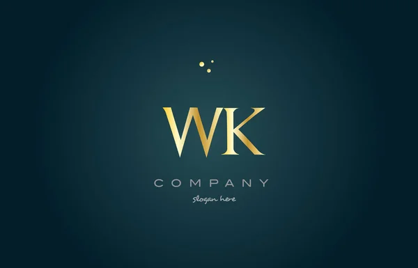 Wk w k gold golden luxury alphabet letter logo template - Stok Vektor