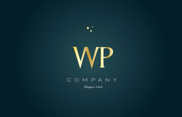 WP w p altın altın lüks Alfabe harf logo simge şablonu — Stok Vektör