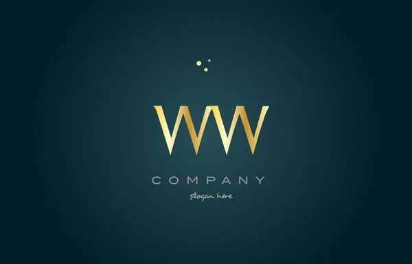 WW w altın altın lüks Alfabe harf logo simge şablonu — Stok Vektör