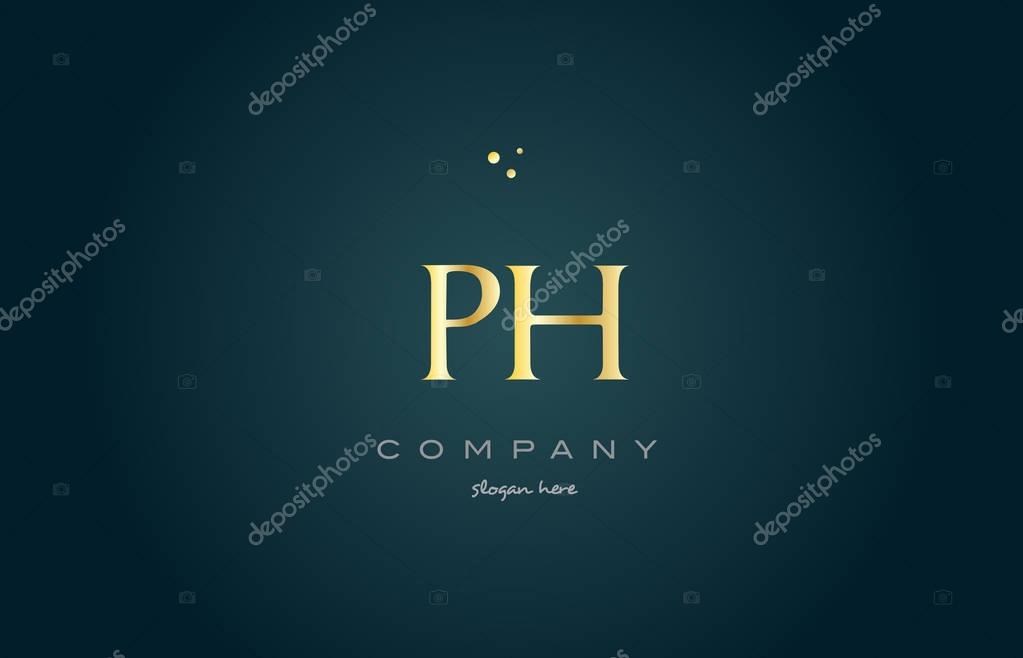 Ph p h  gold golden luxury product metal metallic alphabet company letter logo design vector icon template green background