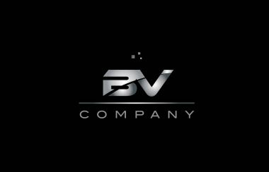 BV b v gümüş gri metal metal Alfabe harf logo simge tem