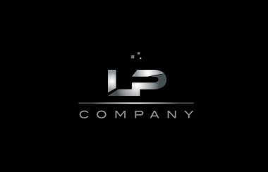 LP l p gümüş gri metal metal Alfabe harf logo simge tem