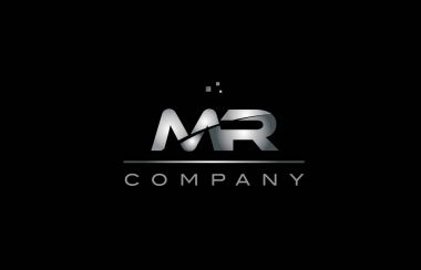Bay m r gümüş gri metal metal Alfabe harf logo simge tem