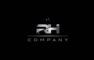 RH r h gümüş gri metal metal Alfabe harf logo simge tem