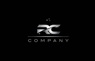 RC r c gümüş gri metal metal Alfabe harf logo simge tem