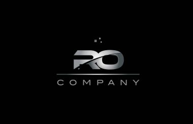 Ro r o gümüş gri metal metal Alfabe harf logo simge tem
