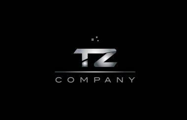 TZ t z gümüş gri metal metal Alfabe harf logo simge tem