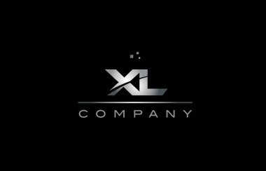 XL x l gümüş gri metal metal Alfabe harf logo simge tem