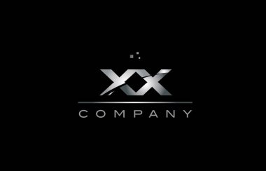 xx x x gümüş gri metal metal Alfabe harf logo simge tem
