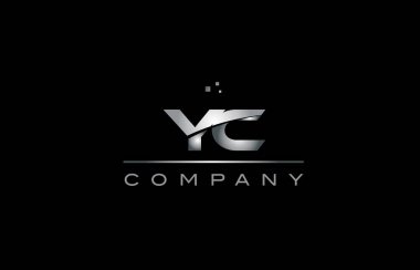 YC y c gümüş gri metal metal Alfabe harf logo simge tem