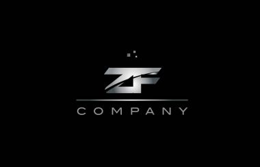 ZF z f gümüş gri metal metal Alfabe harf logo simge tem