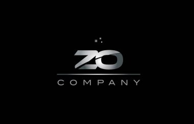 zo z o gümüş gri metal metal Alfabe harf logo simge tem