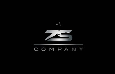 ZS z s gümüş gri metal metal Alfabe harf logo simge tem