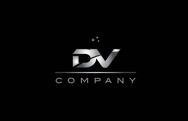 DV d v. stříbrná šedá kovové kovové abeceda dopis logo ikonu tem — Stockový vektor