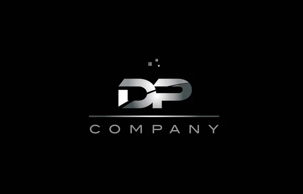 Dp d p prata cinza metal alfabeto metálico letra logotipo ícone tem — Vetor de Stock