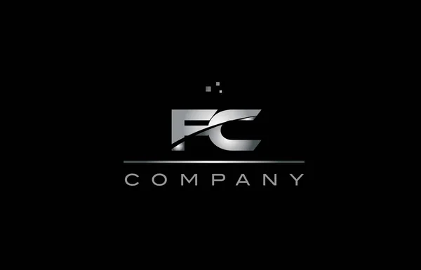 FC f c gümüş gri metal metal Alfabe harf logo simge tem