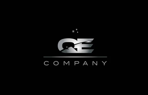 QE q e stříbrné šedé kovové kovové abeceda dopis logo ikonu tem — Stockový vektor
