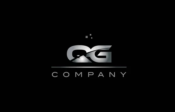 Qg q g stříbrné šedé kovové kovové abeceda dopis logo ikonu tem — Stockový vektor