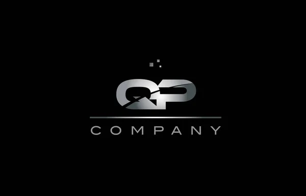 Qp q p silber grau metallic metallic buchstabe logo symbol tem — Stockvektor