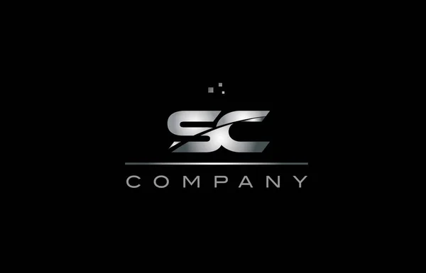 Sc s c  silver grey metal metallic alphabet letter logo icon tem — Stock Vector