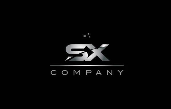 SX s x stříbrné šedé kovové kovové abeceda dopis logo ikonu tem — Stockový vektor