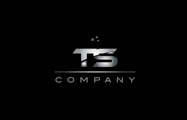 TS t s stříbrná šedá kovové kovové abeceda dopis logo ikonu tem — Stockový vektor