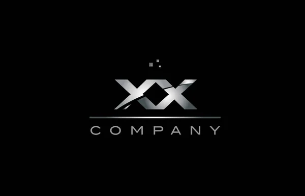 Xx x x серебристый металлический металлический металлический металлический алфавит иконка логотипа — стоковый вектор