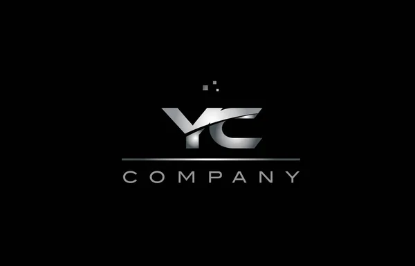 YC y c stříbrná šedá kovové kovové abeceda dopis logo ikonu tem — Stockový vektor