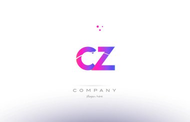 CZ c z pembe modern yaratıcı Alfabe harf logo simge şablonu