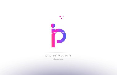 IP ben p pembe modern yaratıcı Alfabe harf logo simge şablonu