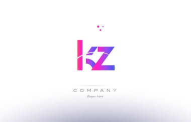 KZ k z pembe modern yaratıcı Alfabe harf logo simge şablonu