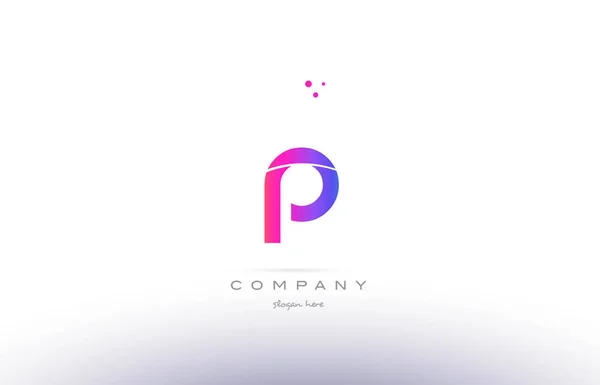 P 핑크 현대 창조적인 알파벳 편지 로고 아이콘 템플릿 — 스톡 벡터