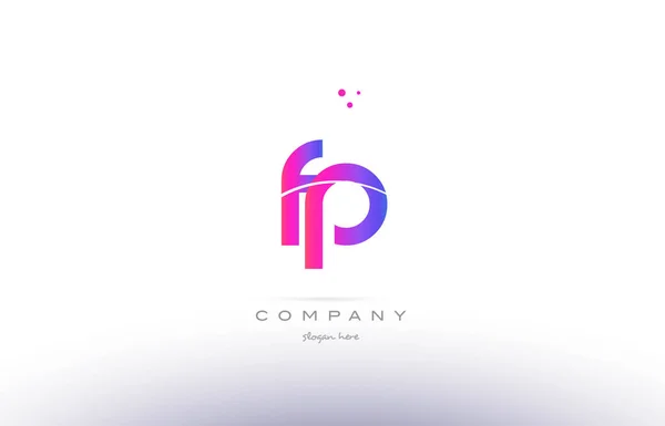 FP f p roze modern creatieve alfabet letter logo pictogrammalplaatje — Stockvector