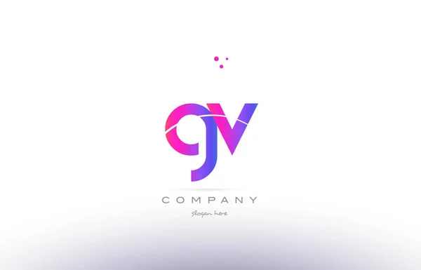 Gv g v  pink modern creative alphabet letter logo icon template — Stock Vector