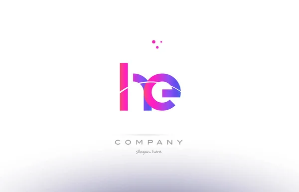 He h e  pink modern creative alphabet letter logo icon template — Stock Vector